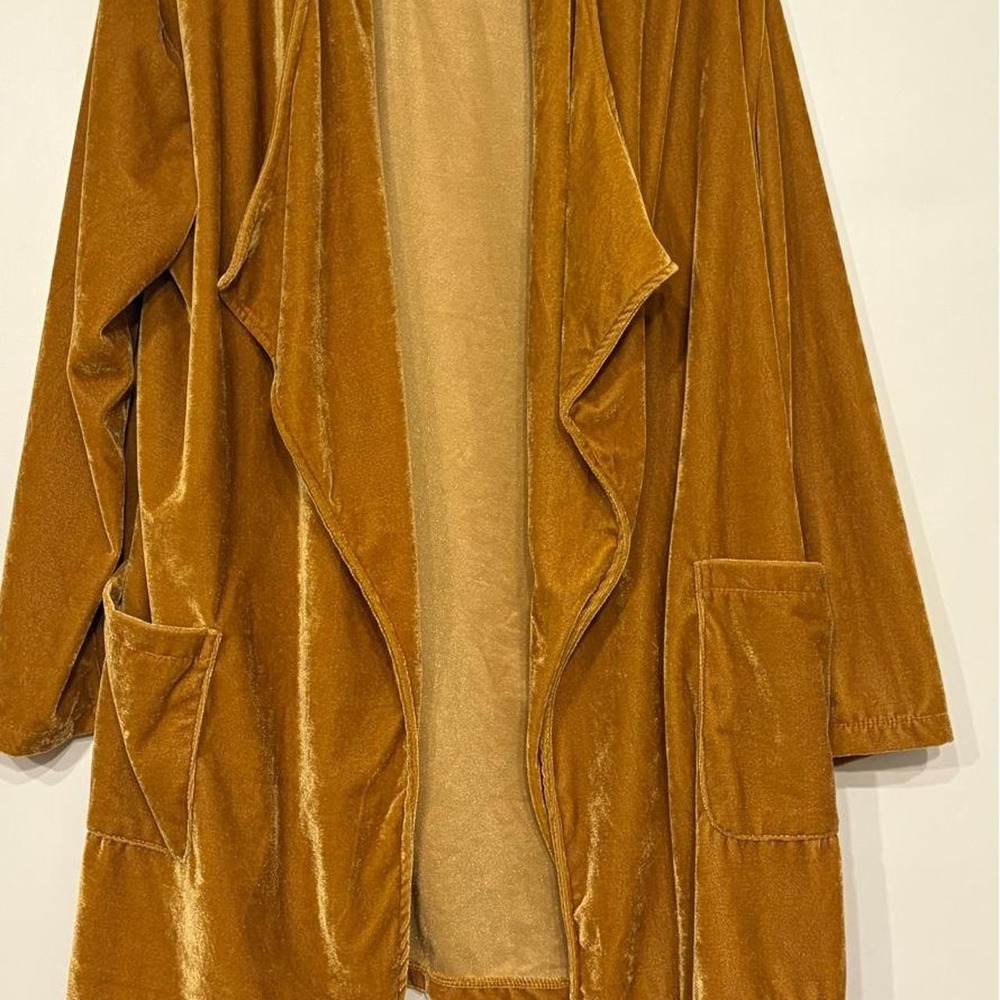 Amaryllis Women's Velvet Cardigan Jacket Size L Mustard Yellow Autumn Jacket